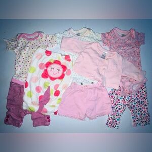 # 16 LOT Baby Girl Clothes Bundle Of 8 Items Mixed Brands 0-3, 3 M, 1 Mark Pants